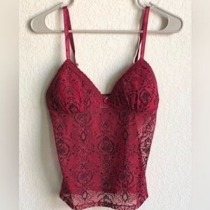 Rampage Red Mesh Lace Camisole Tank Top - Y2K Baddie - size Large